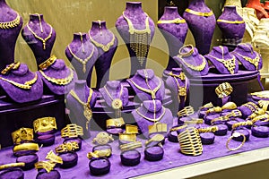 Brightly colored jewelry display