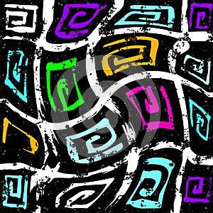 Brightly colored lines Graffiti on a black background vector illustration