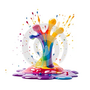 Brightly colored liquid splashing on a white surface