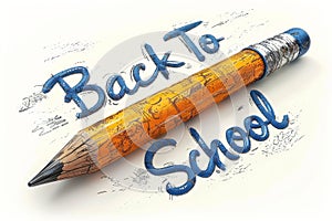 Brightly colored pencil with 'Back to School' message on a white background