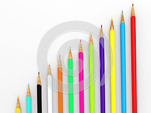 Brightly colored pencils of various lengths photo