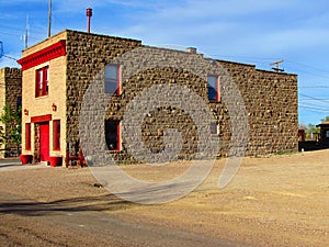 Brightly colored Red Trim on Old Building in Goldfield, Nevada