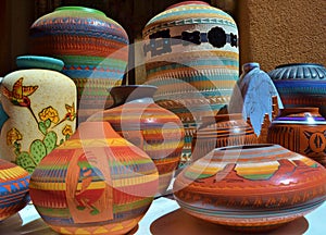 BRIGHTLY COLORED SOUTHWESTERN CERAMIC CLAY POTTERY