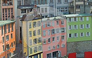 Brightly Colored street buildings photo