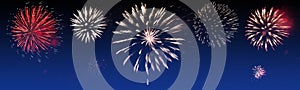 Brightly Colorful Fireworks on twilight background - party celebration