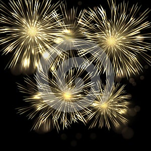 Brightly Colorful Vector Fireworks and Salute vector black background eps10