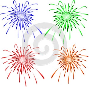 Brightly colorful vector fireworks. Vector photo