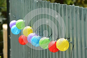 Brightly coloured colored balls photo