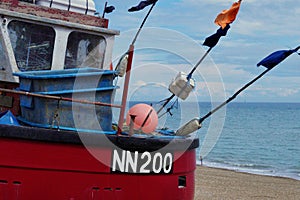Fishing boats on beach at The Stade, Hastings, England