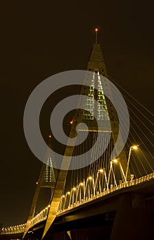Brightly lit modern bridge
