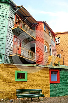 Brightly Painted Colorful Exterior of the Houses in La Boca Neighborhood, Buenos Aires, Argentina