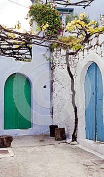 Brightly Painted Doors in Crete, Greece