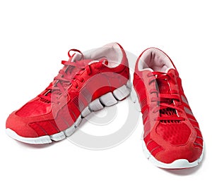 Brightly red trainers