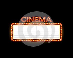 Brightly theater glowing retro cinema neon sign