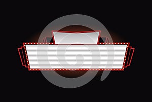 Brightly theater glowing retro cinema neon sign