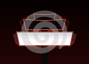 Brightly theater glowing retro cinema neon sign