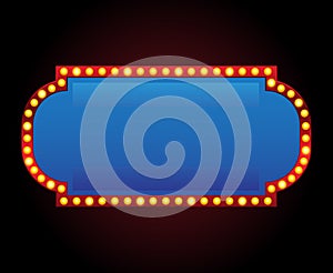 Brightly theater glowing retro cinema neon sign