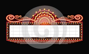 Brightly theater glowing retro cinema neon sign