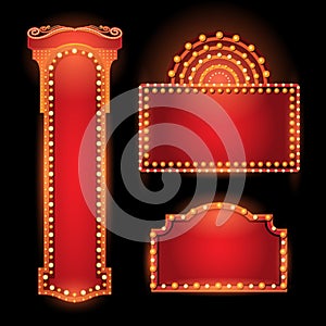 Brightly theater glowing retro cinema neon sign