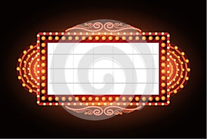 Brightly theater glowing retro cinema neon sign