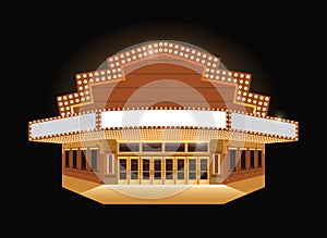 Brightly theater glowing retro cinema neon sign