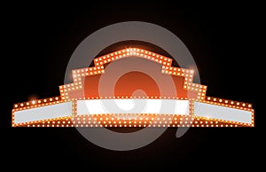 Brightly theater glowing retro cinema neon sign