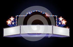 Brightly theater glowing retro cinema neon sign