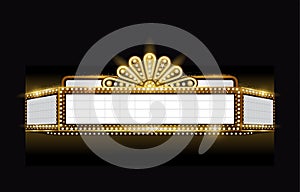 Brightly vector theater glowing retro cinema neon sign