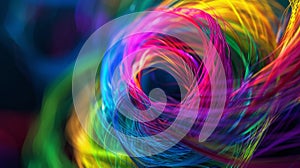 Brightlycolored threads resembling rainbowcolored ss coil and intertwine to demonstrate the intricacy and complexity of