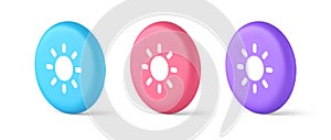 Brightness button sun light warm cold contrast digital interface 3d realistic isometric circle icon