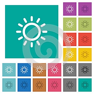 Brightness control square flat multi colored icons