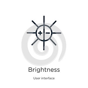 Brightness icon. Thin linear brightness outline icon isolated on white background from user interface collection. Line vector sign