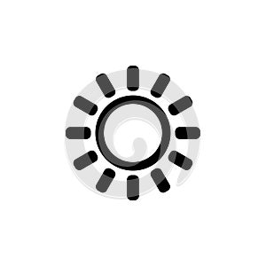 Brightness, Intensity Setting, Bright Sun. Flat Vector Icon illustration. Simple black symbol on white background. Brightness,