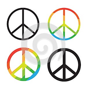 Brightness Rainbow peace symbol on white background
