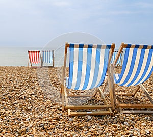 Brighton Beach and characteristic striped beach chairs