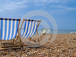 Brighton Beach and characteristic striped beach chairs