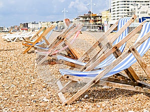 Brighton Beach and characteristic striped beach chairs