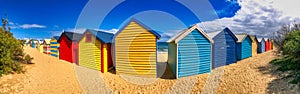 Brighton Beach colorful wooden cabins, panoramic view. Victoria - Australia