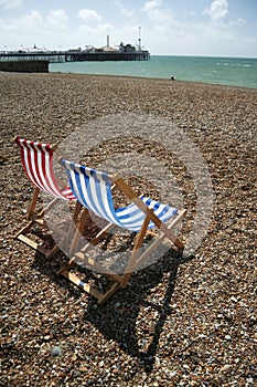 Brighton beach striped deck chairs