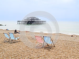 Brighton Beach and characteristic striped beach chairs