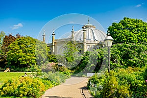 Brighton Dome and Royal Pavilion garden, UK