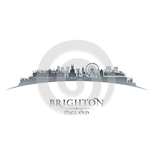 Brighton England city skyline silhouette white background