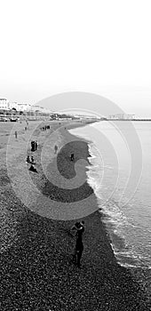 Brighton pier sunset beach pebbles  water sea