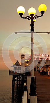 Brighton pier sunset beach pebbles  water sea