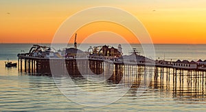 Brighton pier at sunset, south of England