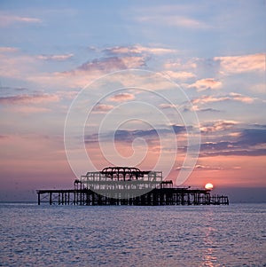 Brighton's West Pier at sunset