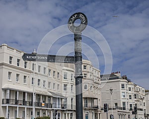 Brighton - seafront on a sunny day; white buildings.