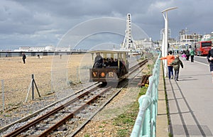 Brighton seafront with Volks railway. England