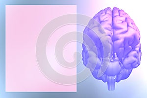 3D rendering. Illustration, graphic brighty brain with light elements