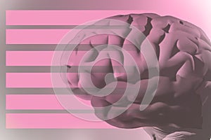 3D rendering. Illustration, graphic brighty brain with light elements